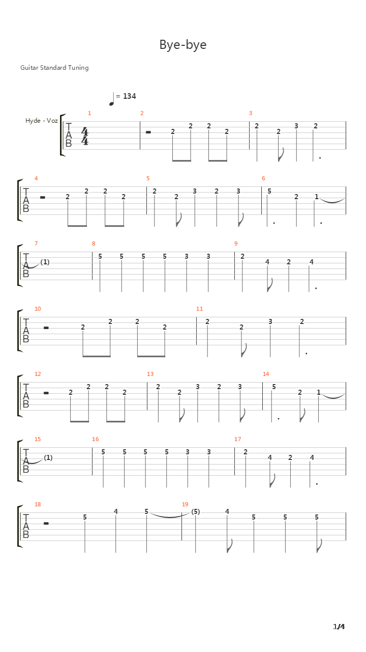 Bye Bye吉他谱