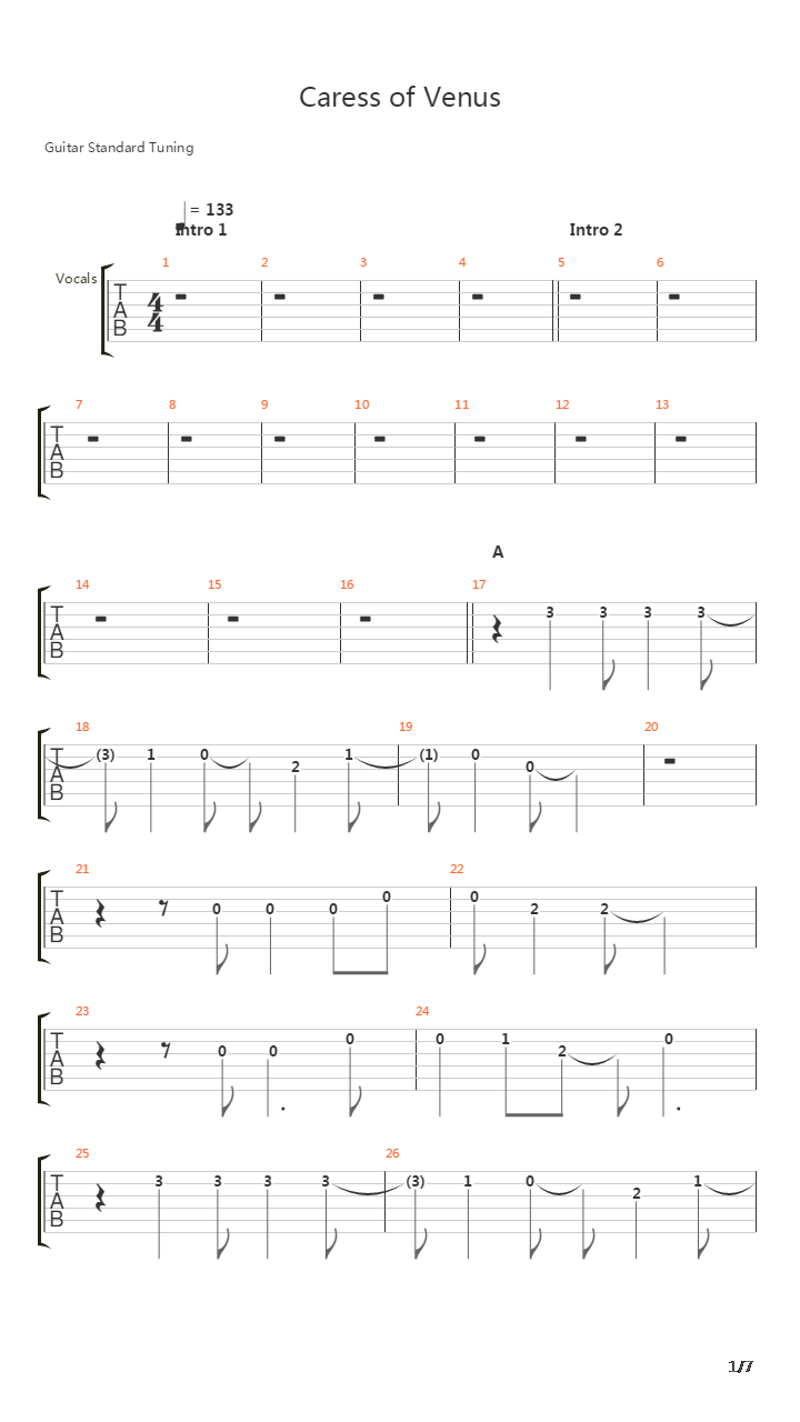 Caress Of Venus吉他谱