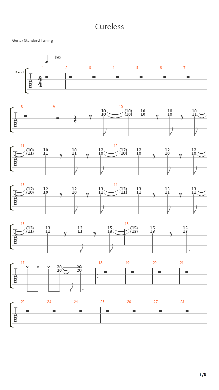 Cureless吉他谱