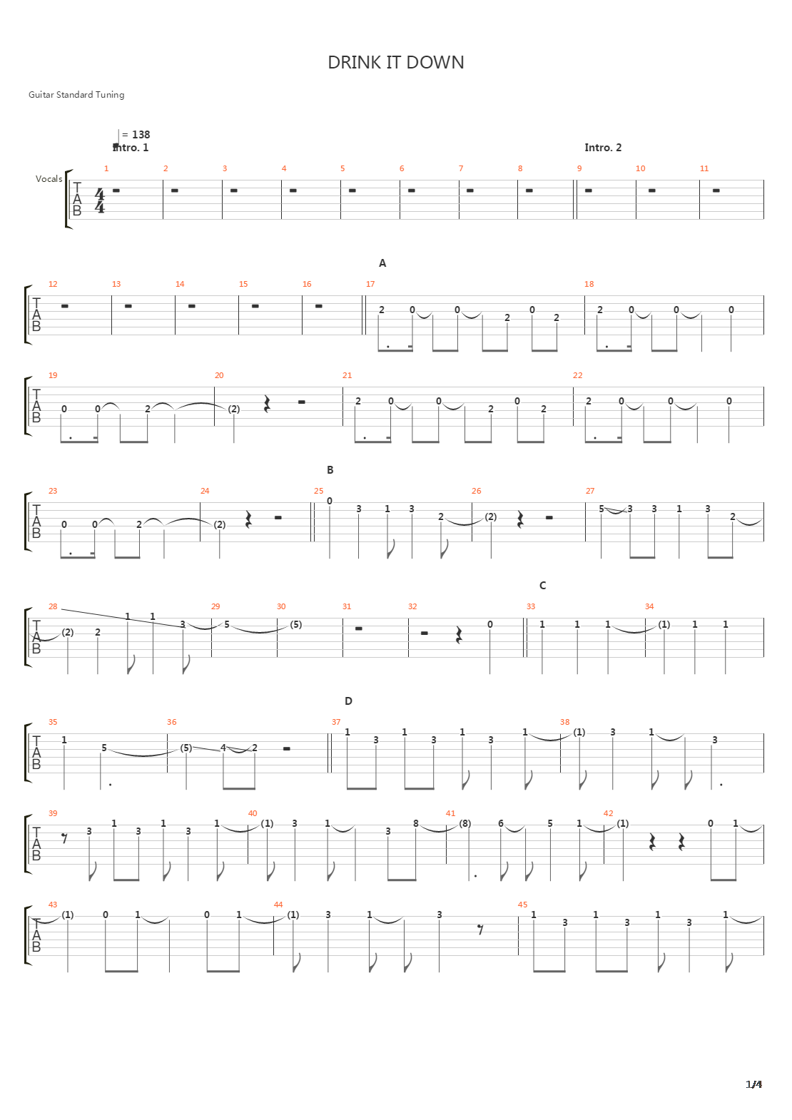 Drink It Down吉他谱