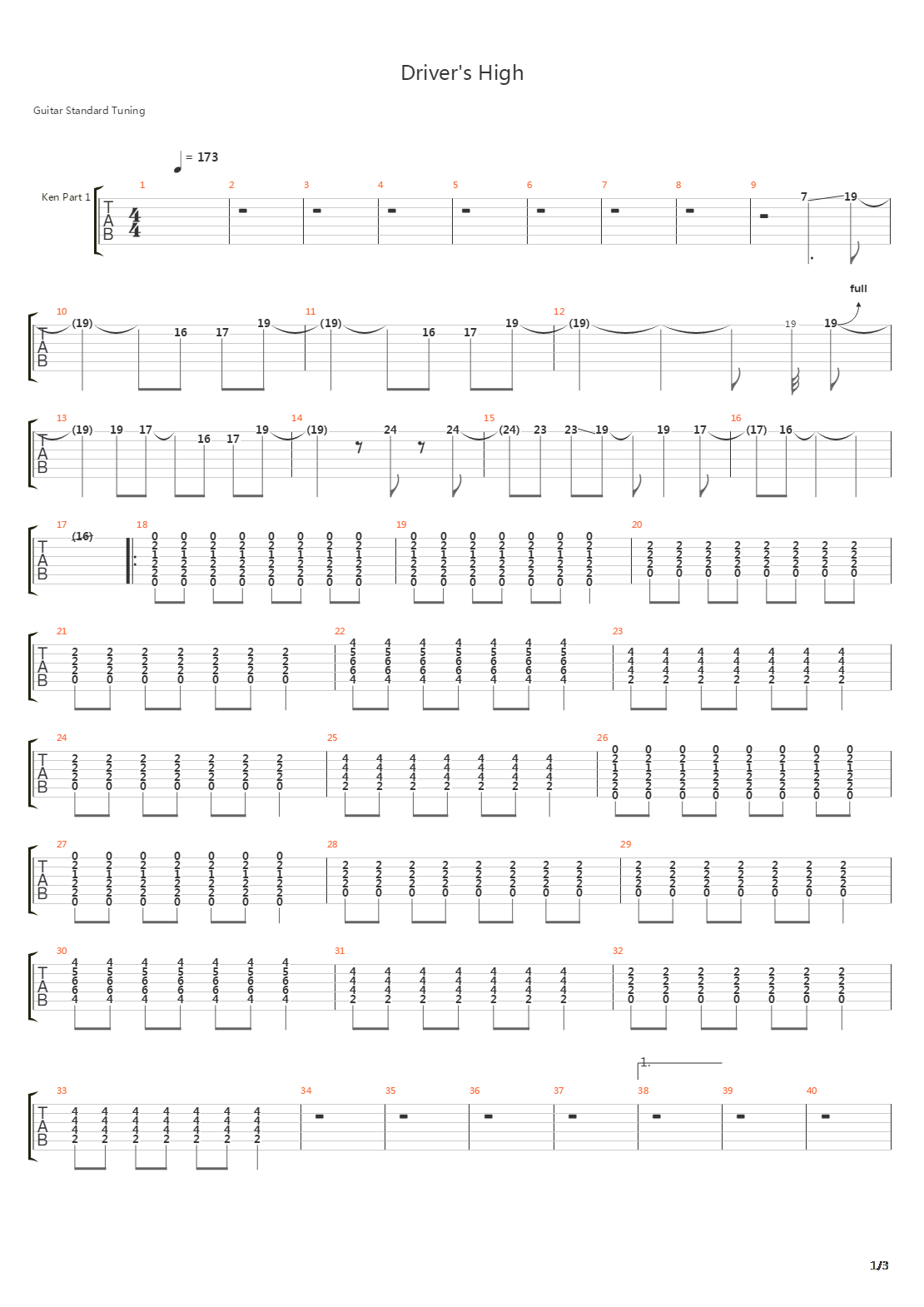 Drivers High吉他谱