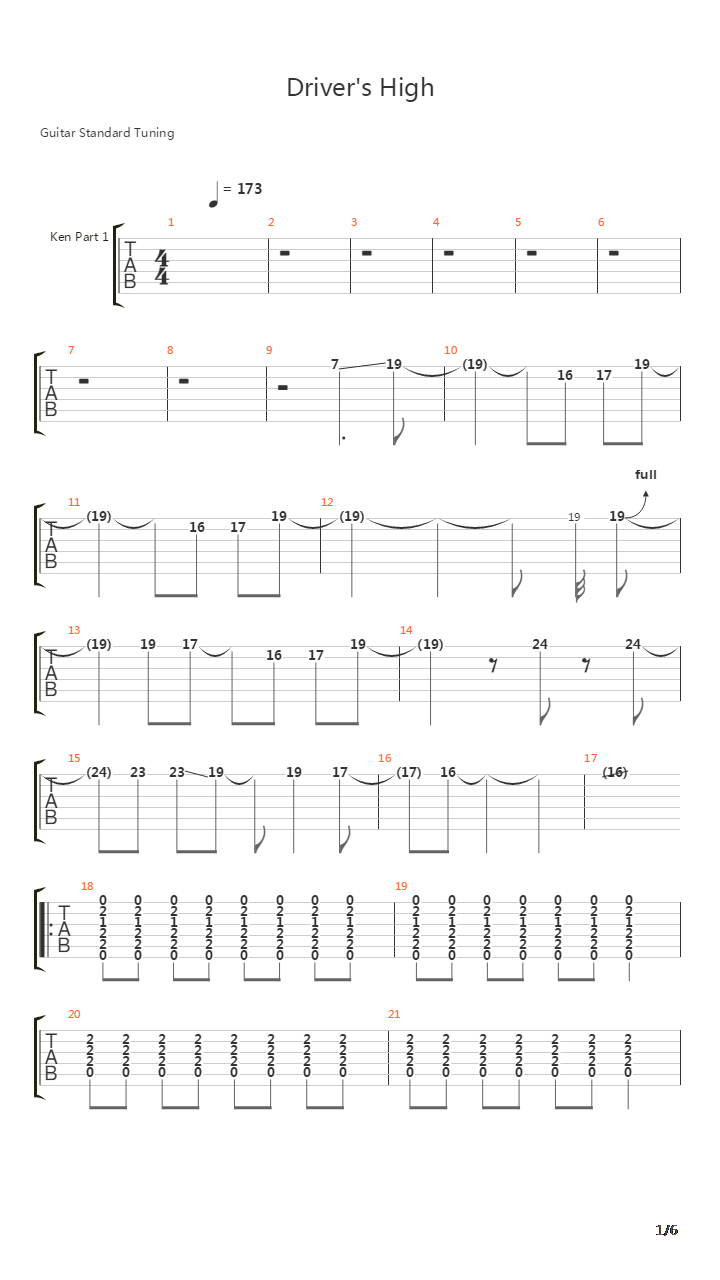 Drivers High吉他谱