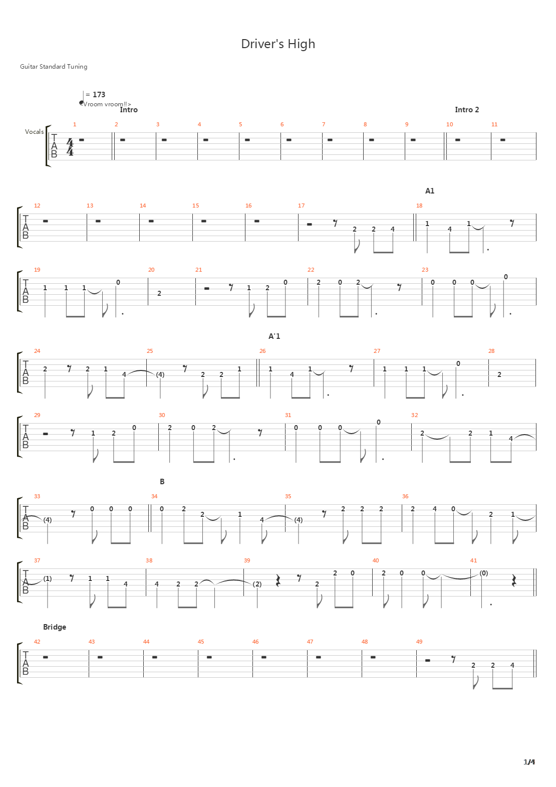 Drivers High吉他谱