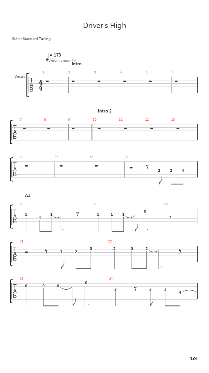 Drivers High吉他谱