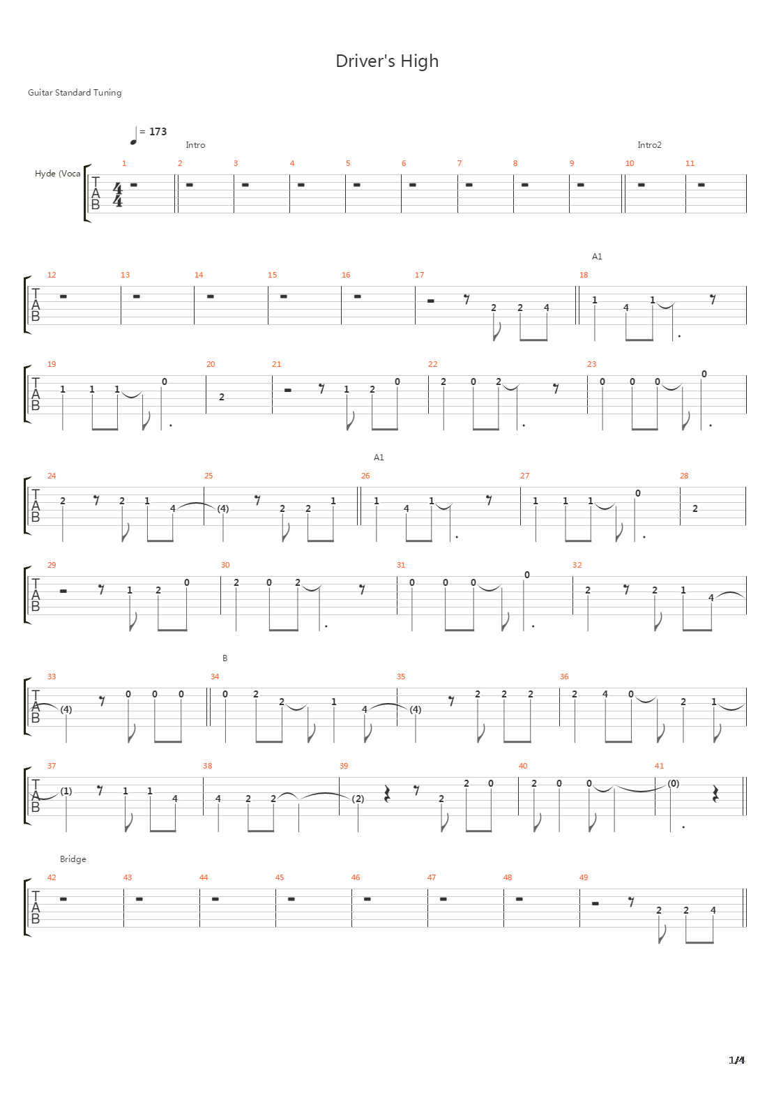 Drivers High吉他谱