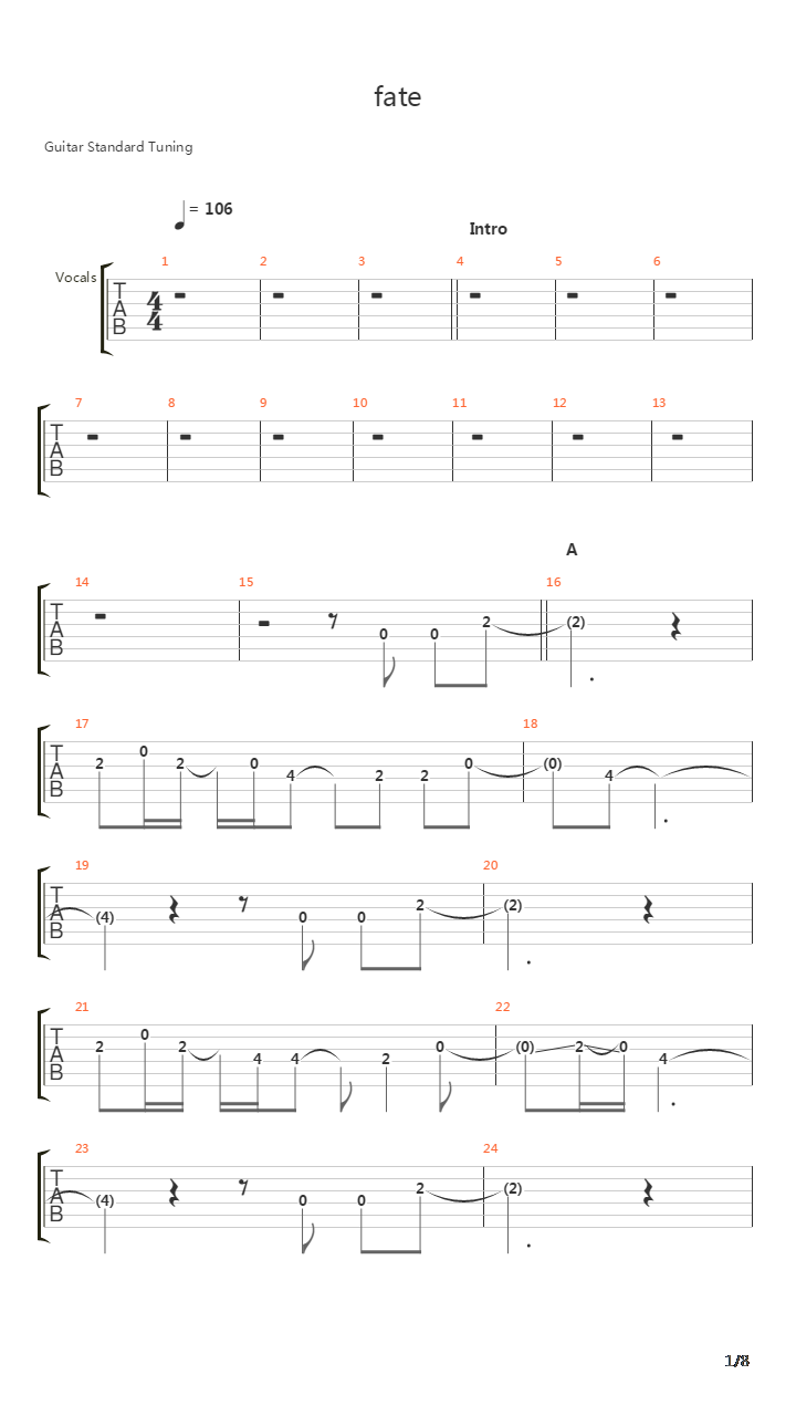 Fate吉他谱