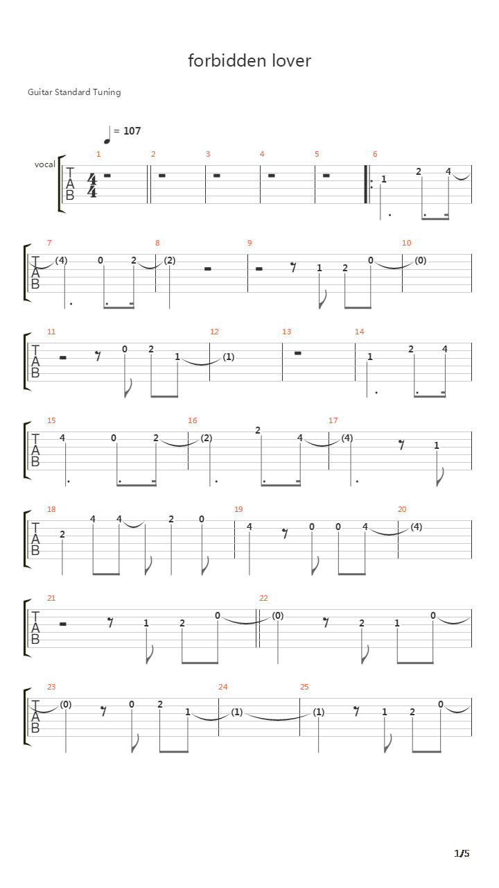 Forbidden Lover吉他谱