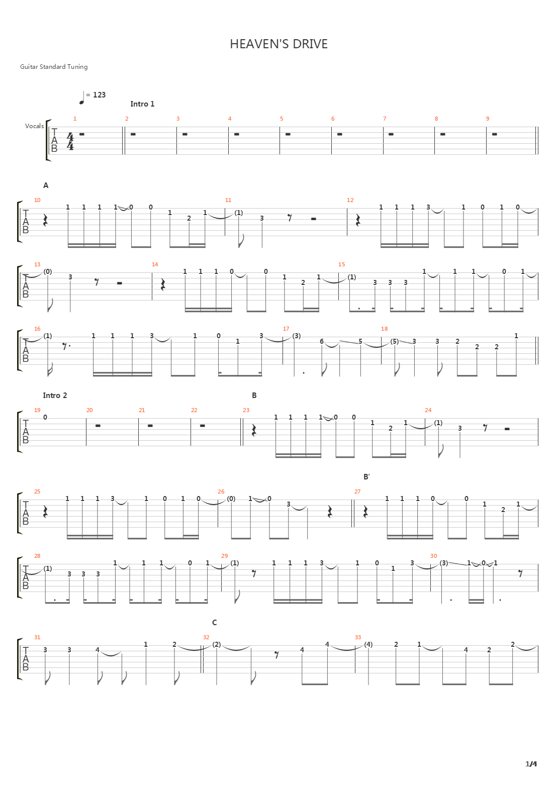 Heavens Drive吉他谱