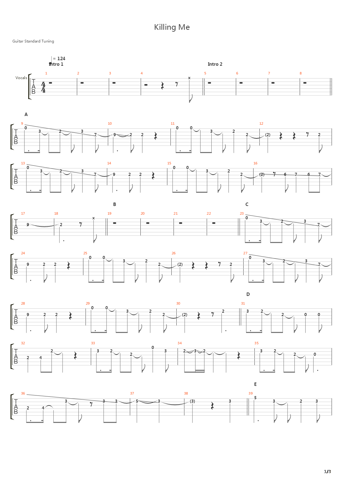 Killing Me吉他谱