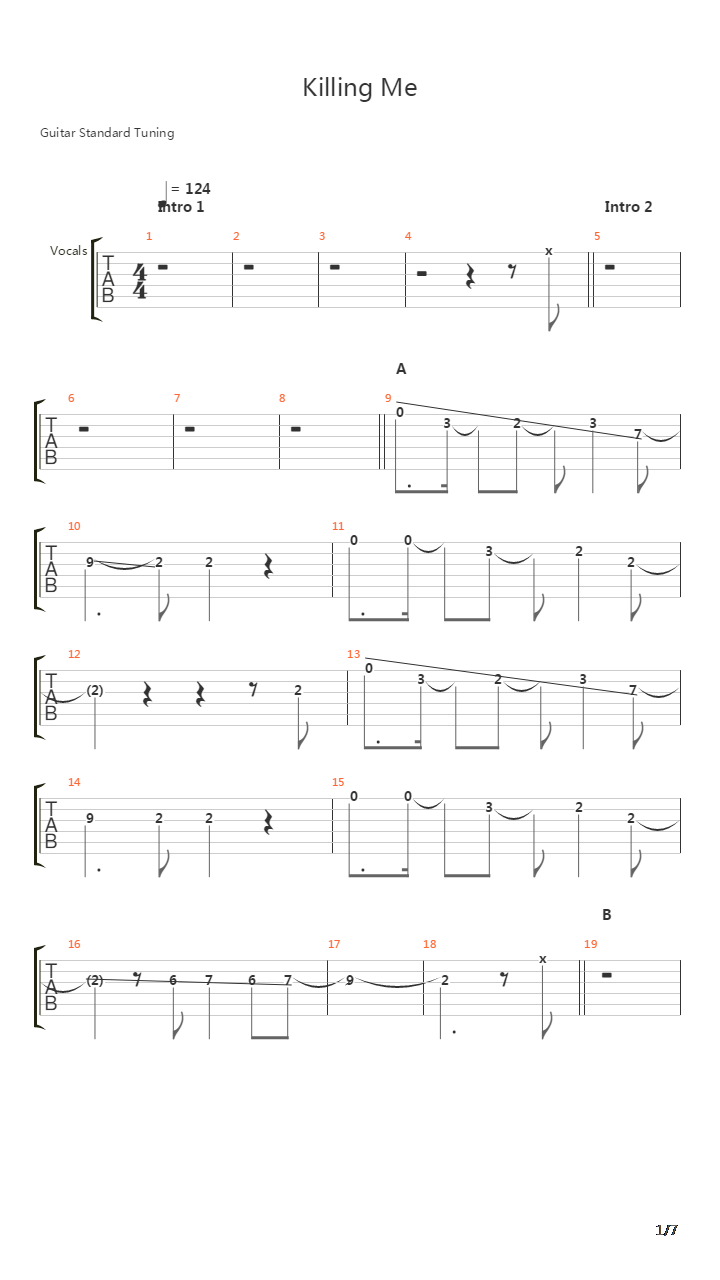 Killing Me吉他谱