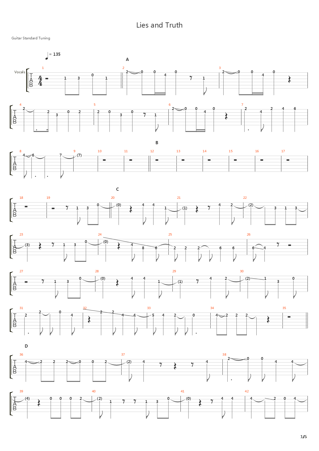 Lies And Truth吉他谱