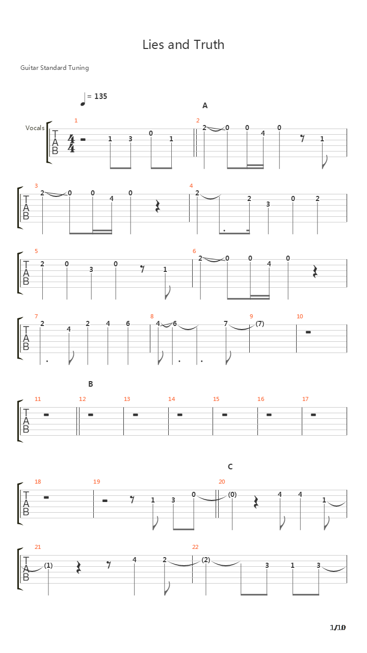 Lies And Truth吉他谱
