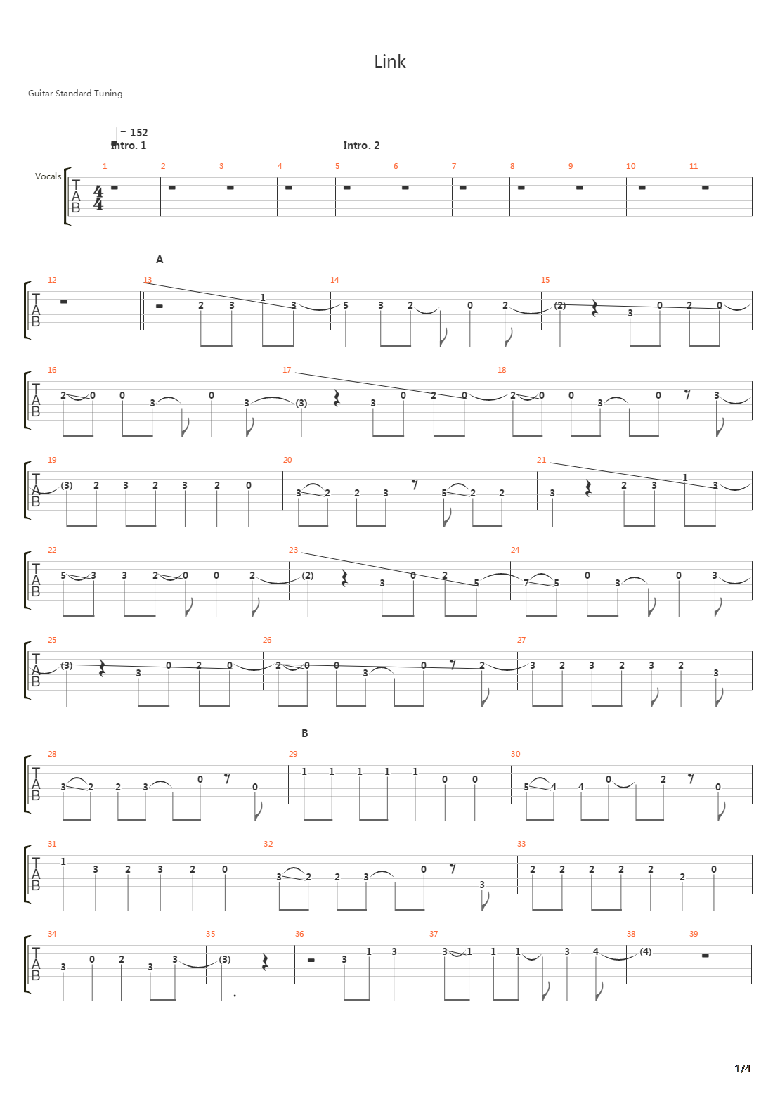 Link吉他谱