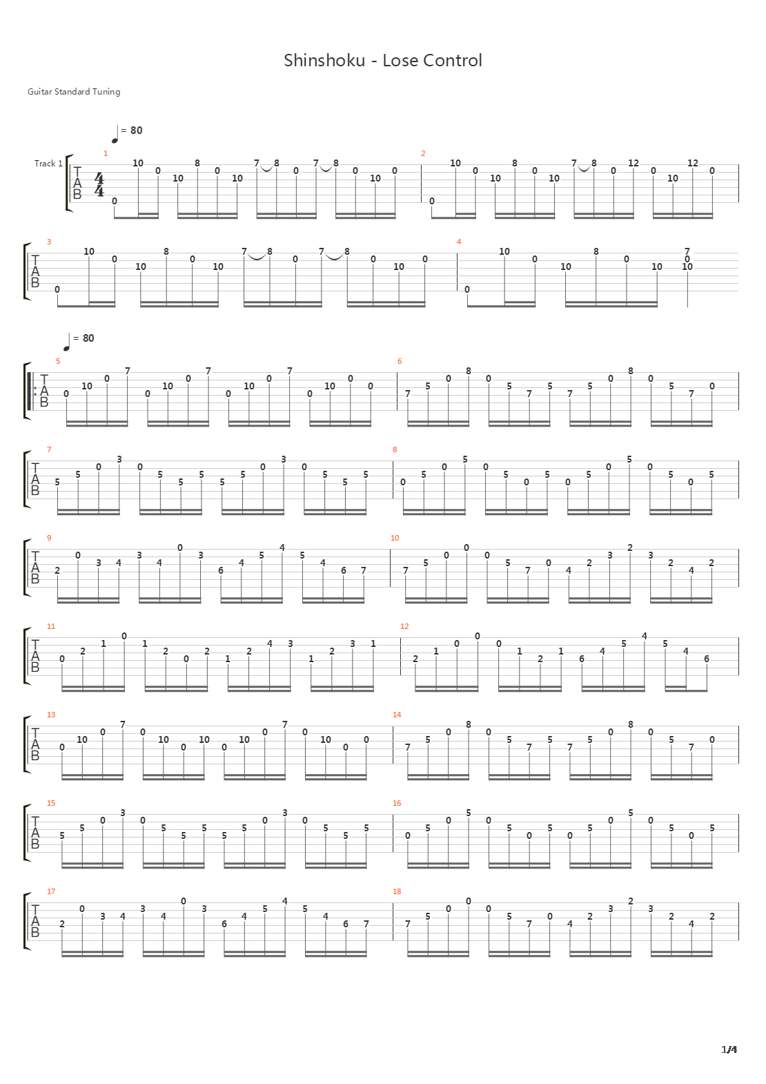 Lose Control吉他谱