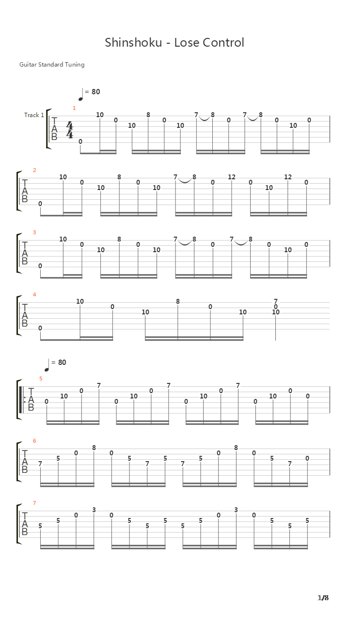 Lose Control吉他谱