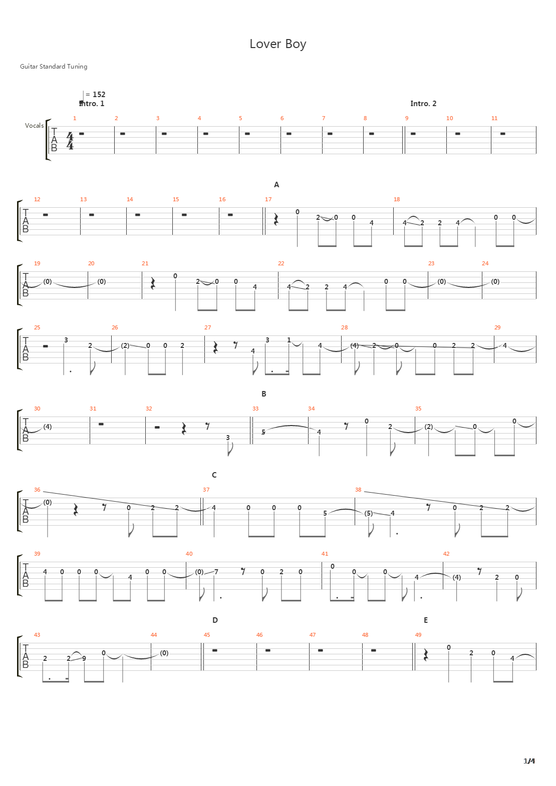 Lover Boy吉他谱