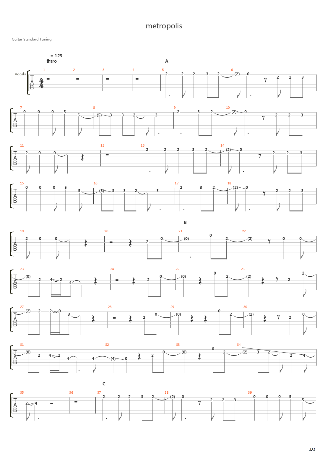 Metropolis吉他谱