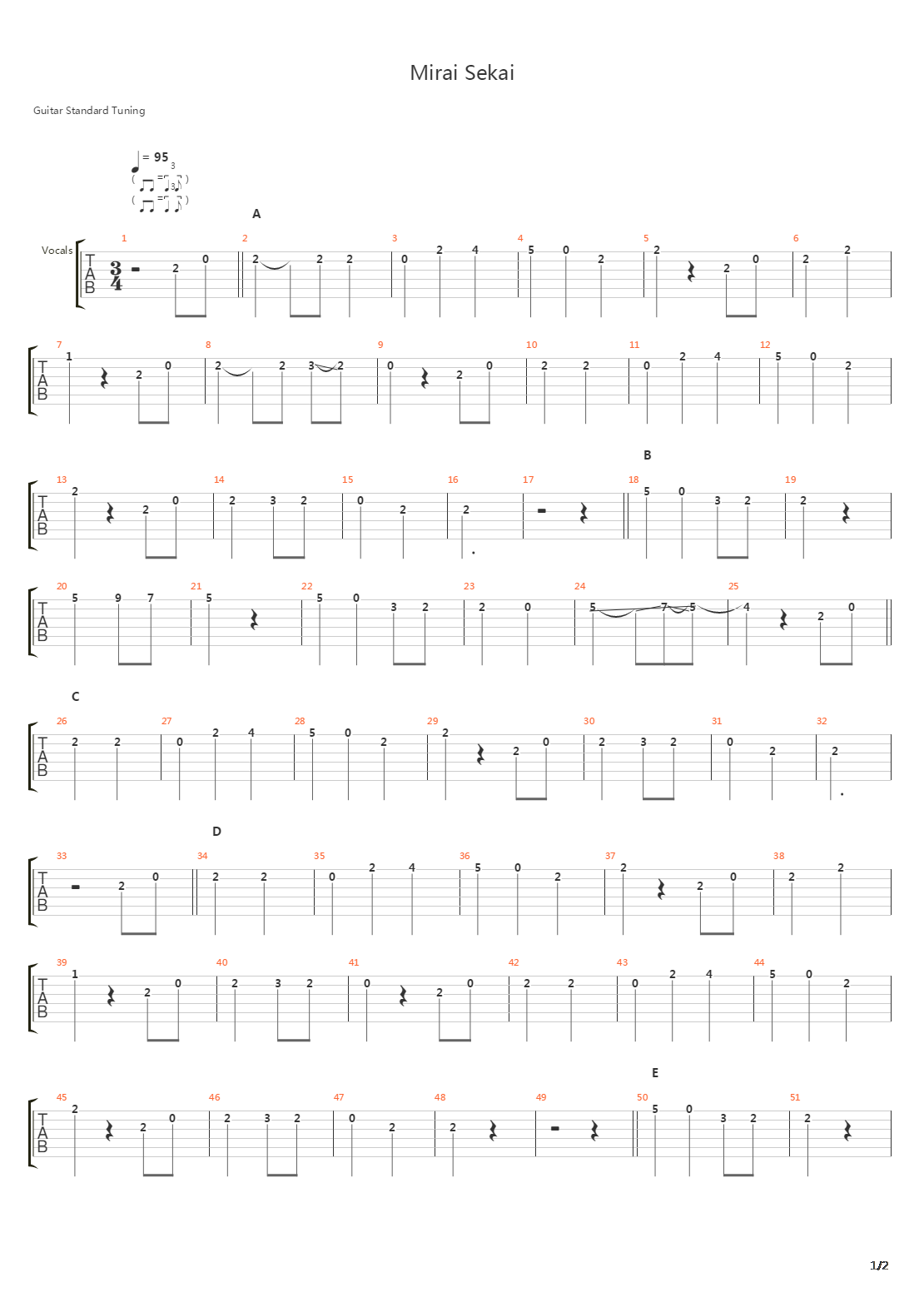 Mirai Sekai吉他谱