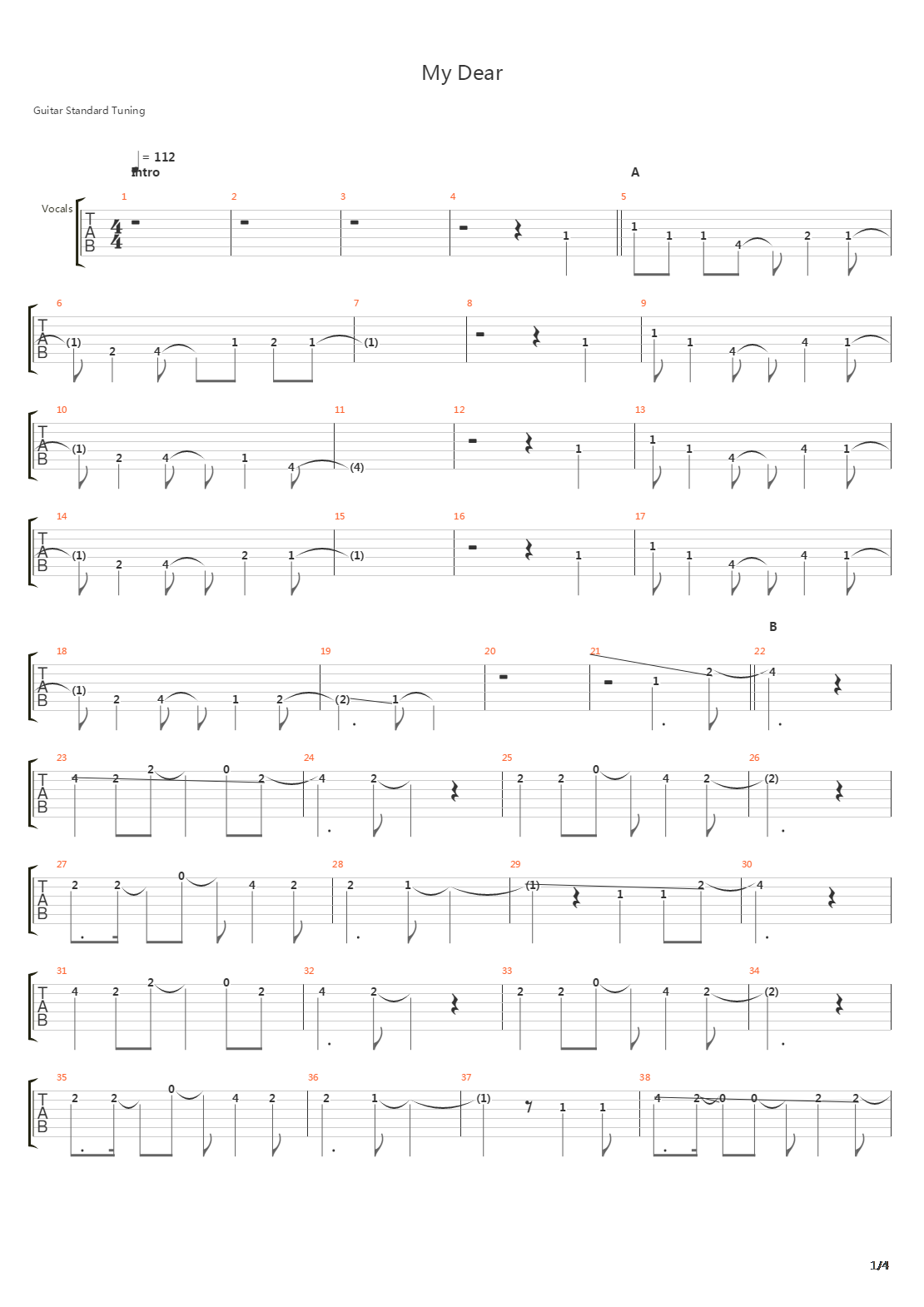 My Dear吉他谱
