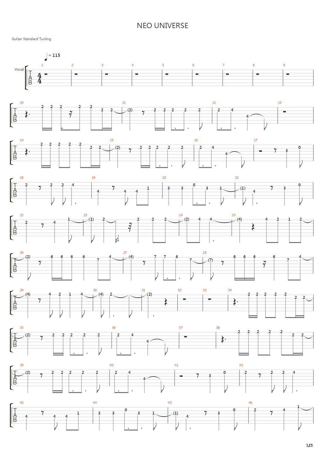 Neo Universe吉他谱