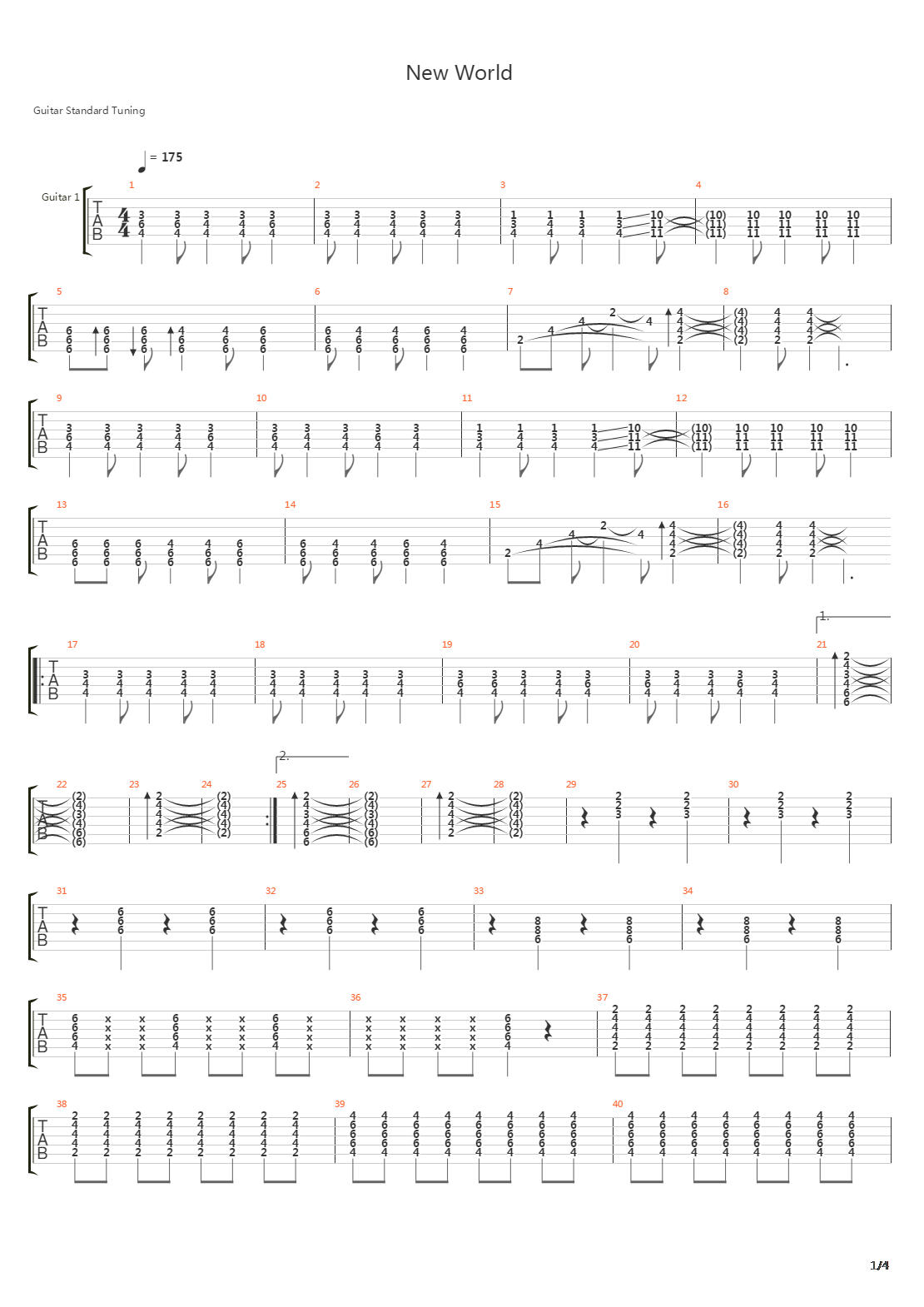 New World吉他谱