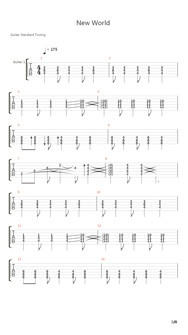 New World吉他谱