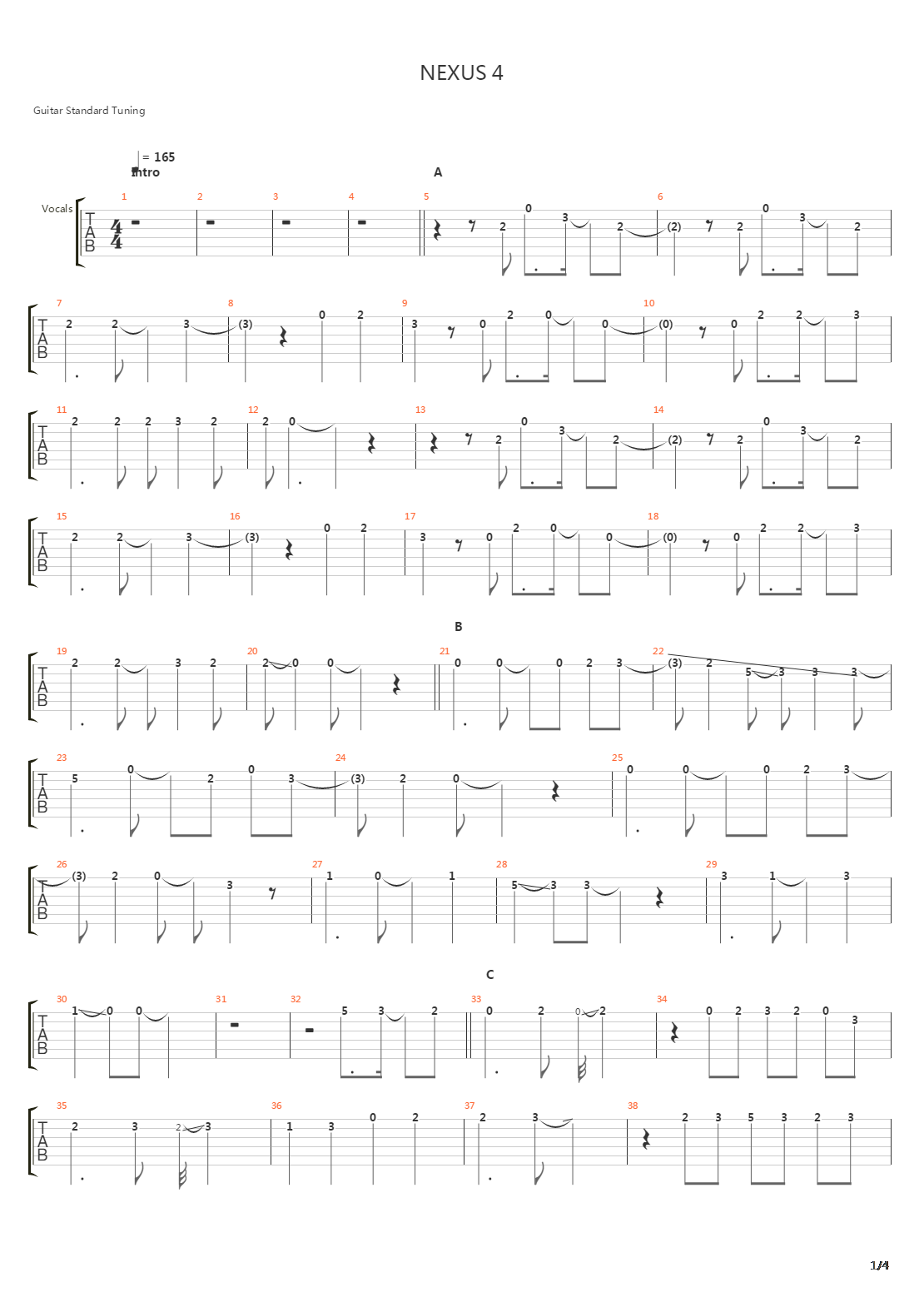 Nexus 4吉他谱