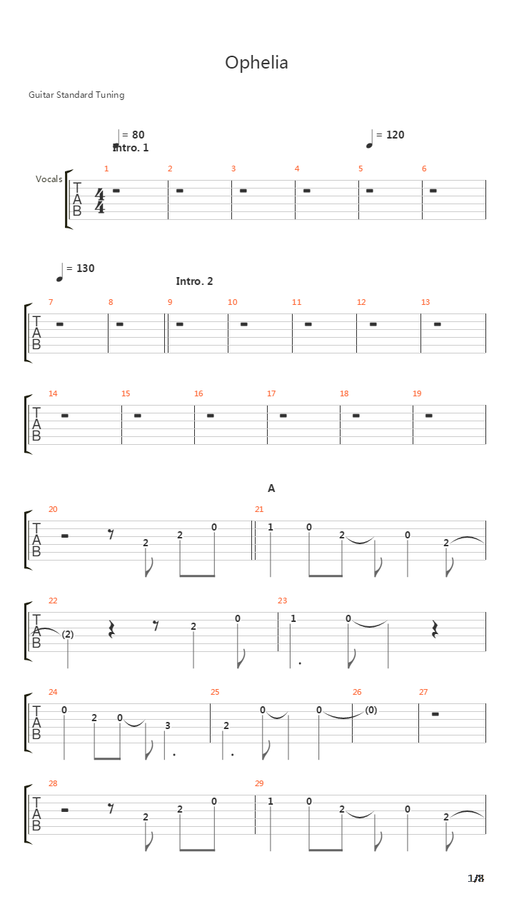 Ophelia吉他谱