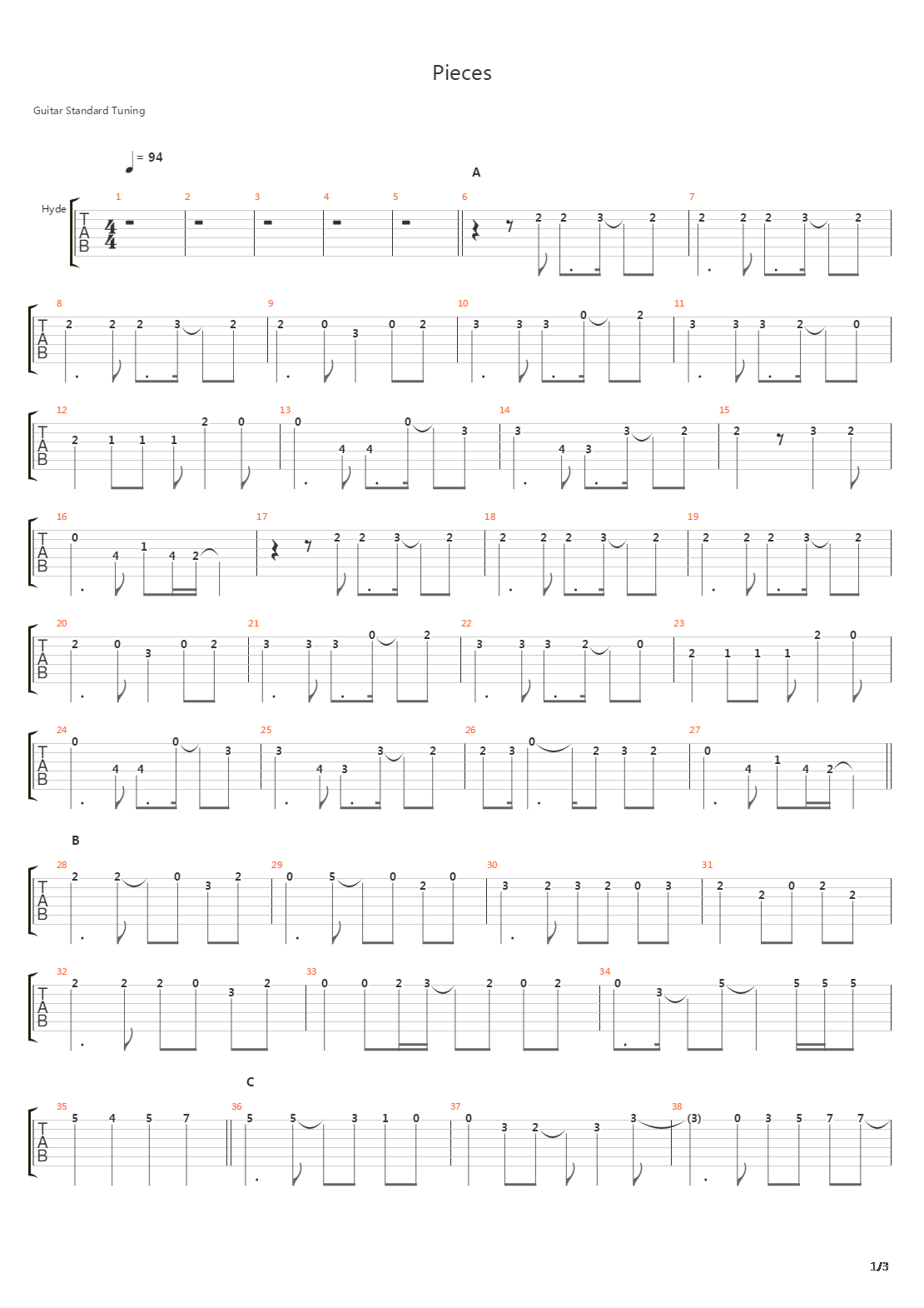 Pieces吉他谱