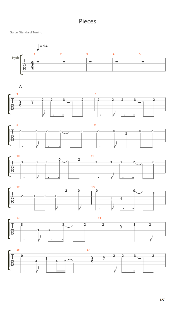 Pieces吉他谱