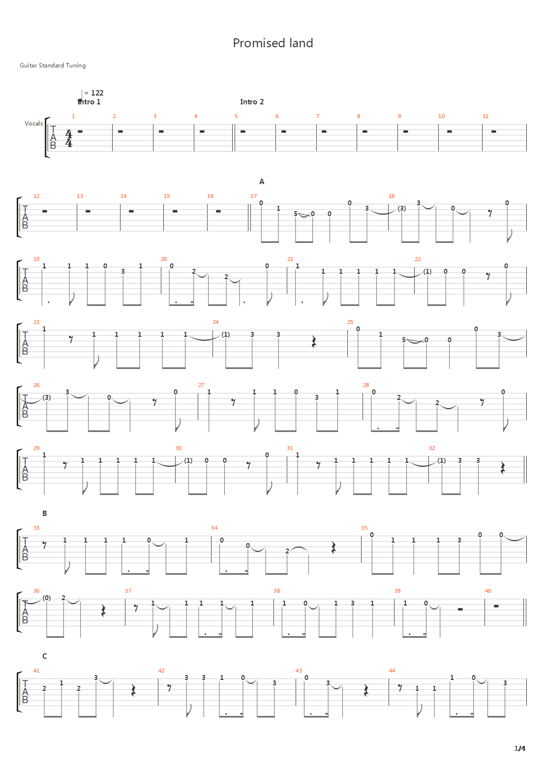 Promised Land吉他谱