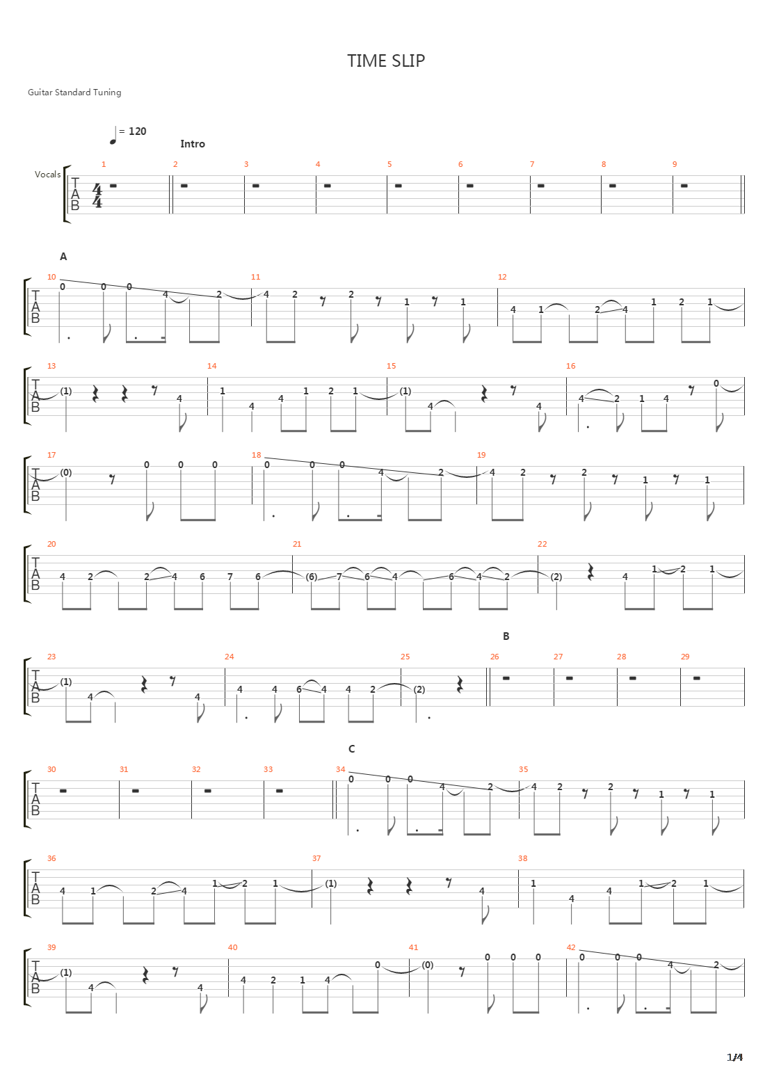 Time Slip吉他谱