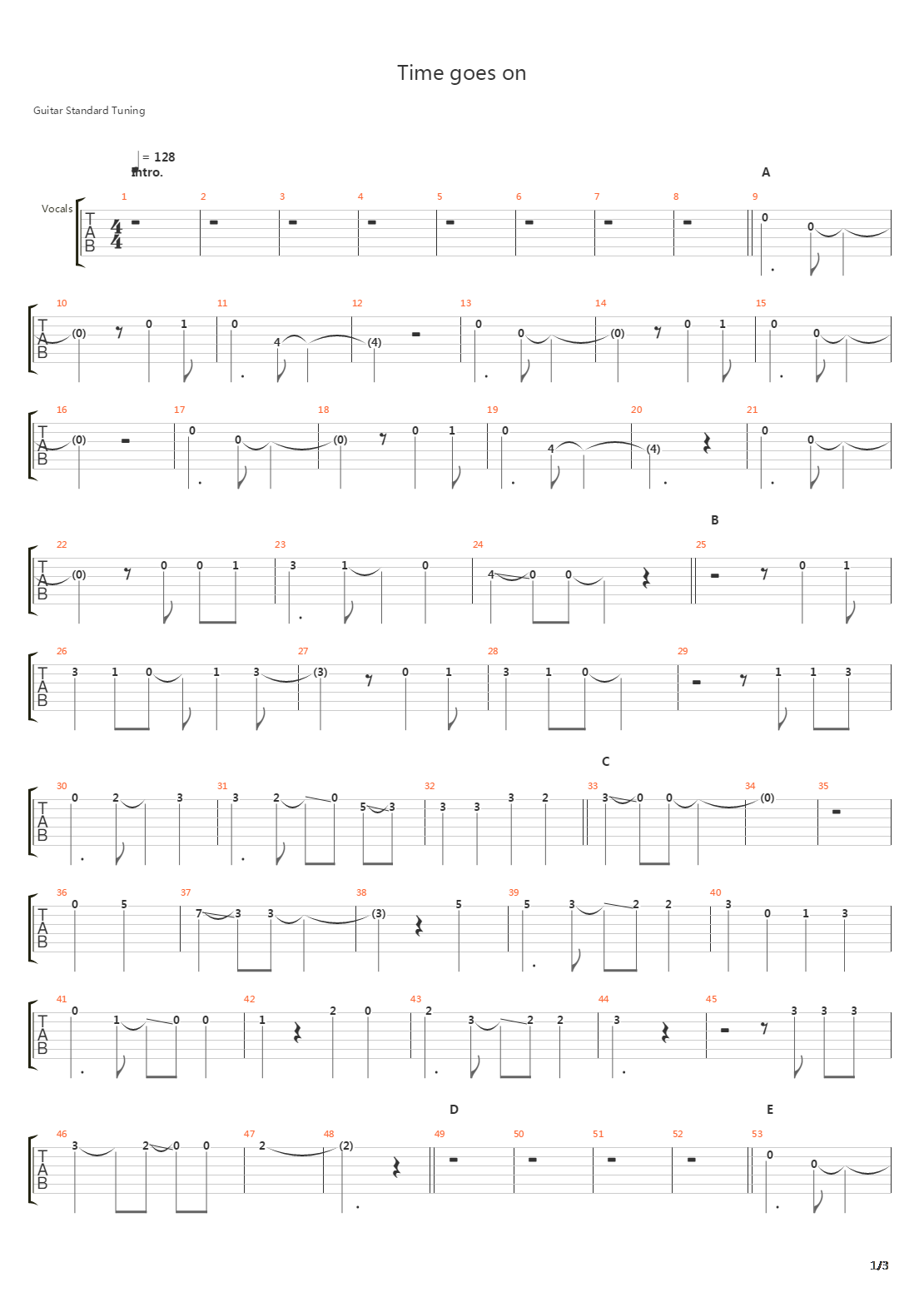 Time Goes On吉他谱