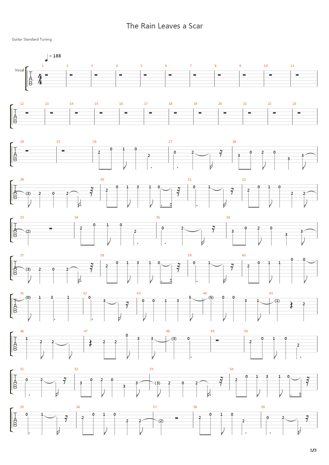 The Rain Leaves A Scar吉他谱