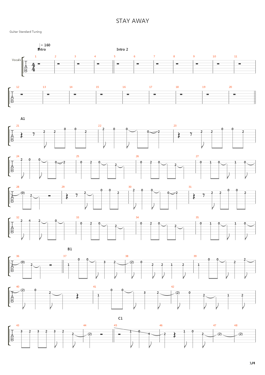 Stay Away吉他谱