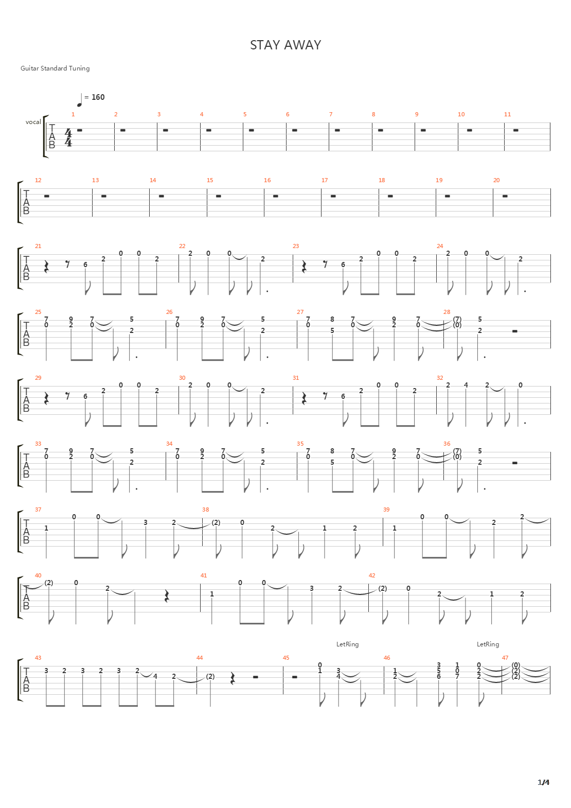 Stay Away吉他谱