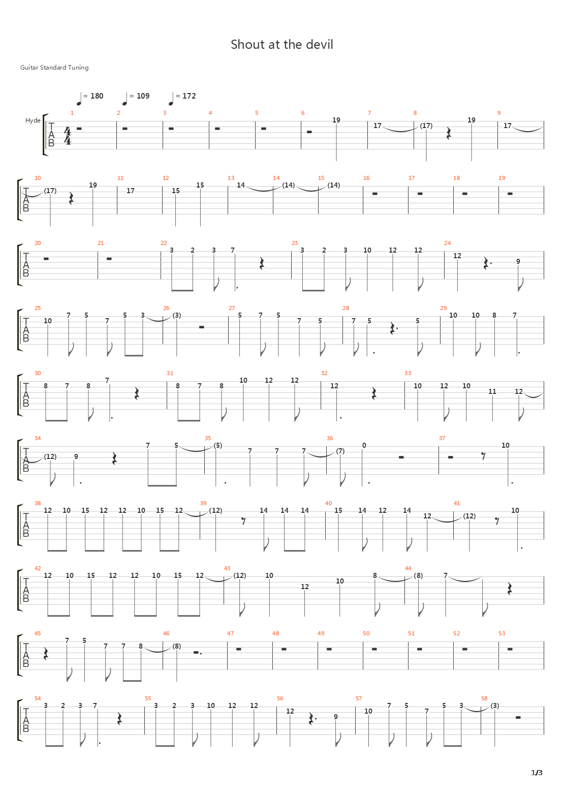 Shout At The Devil吉他谱