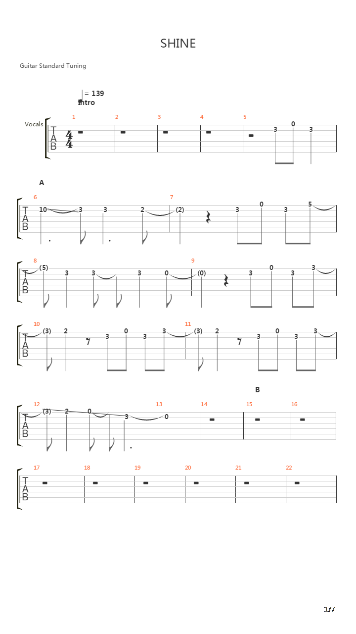 Shine吉他谱