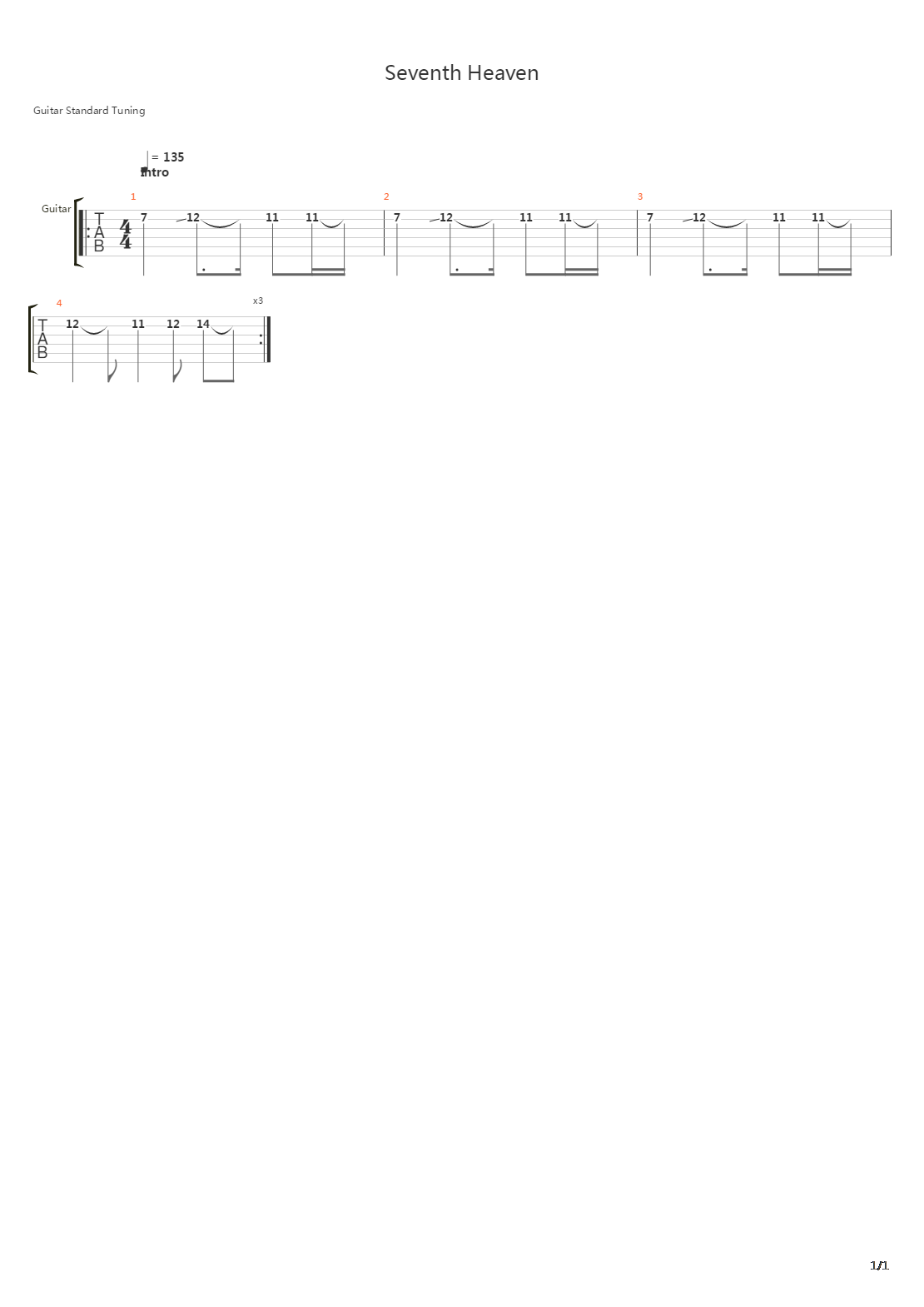 Seventh Heaven吉他谱