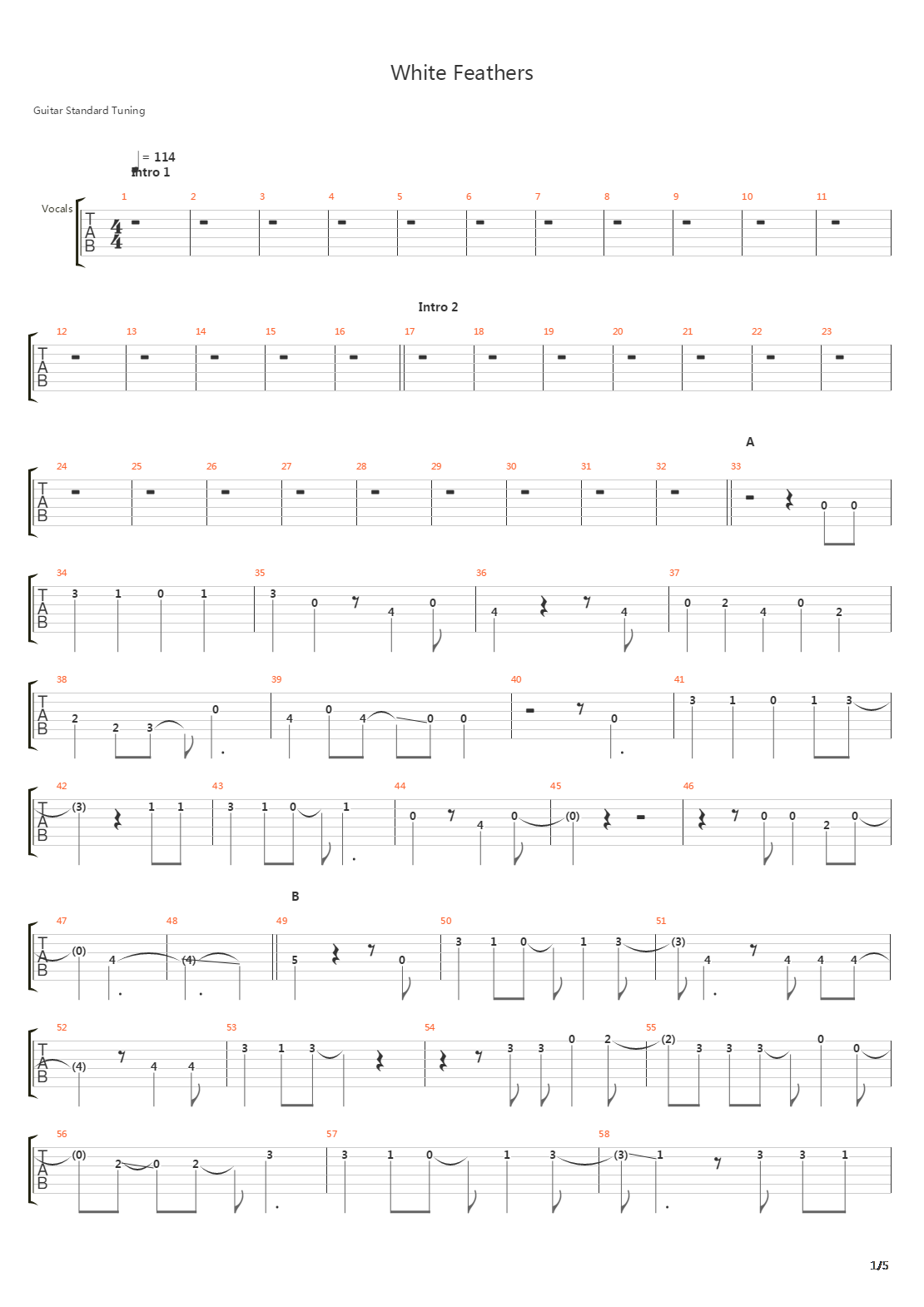 White Feathers吉他谱