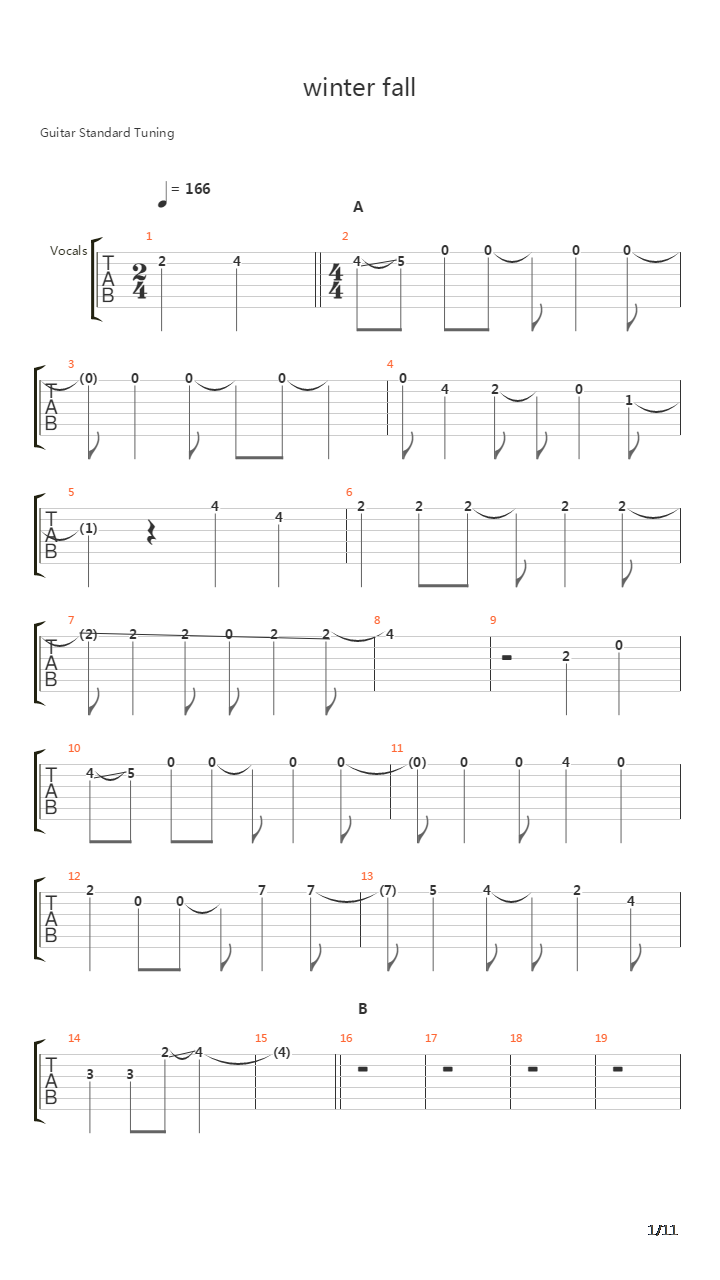 Winter Fall吉他谱