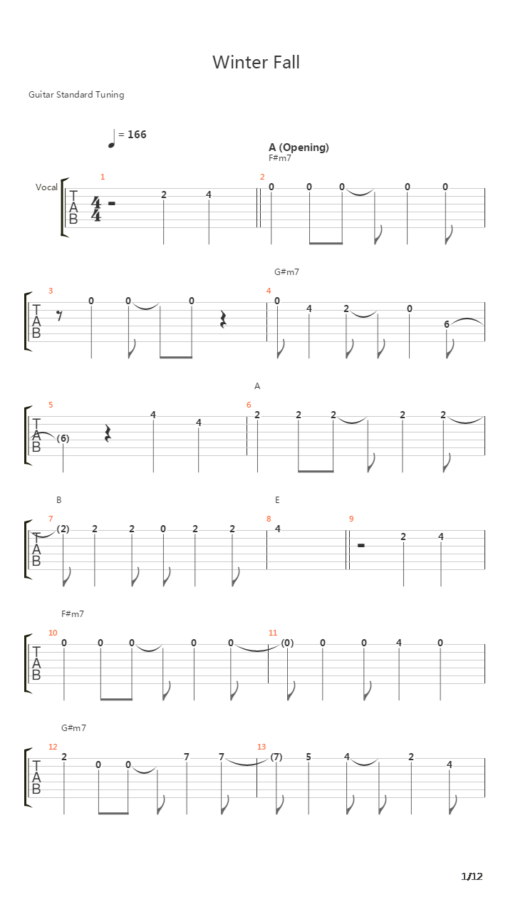 Winter Fall吉他谱