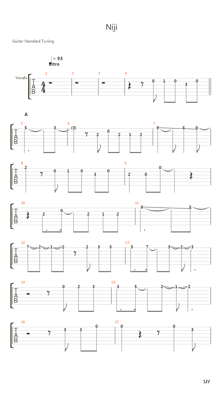 虹(Niji)吉他谱