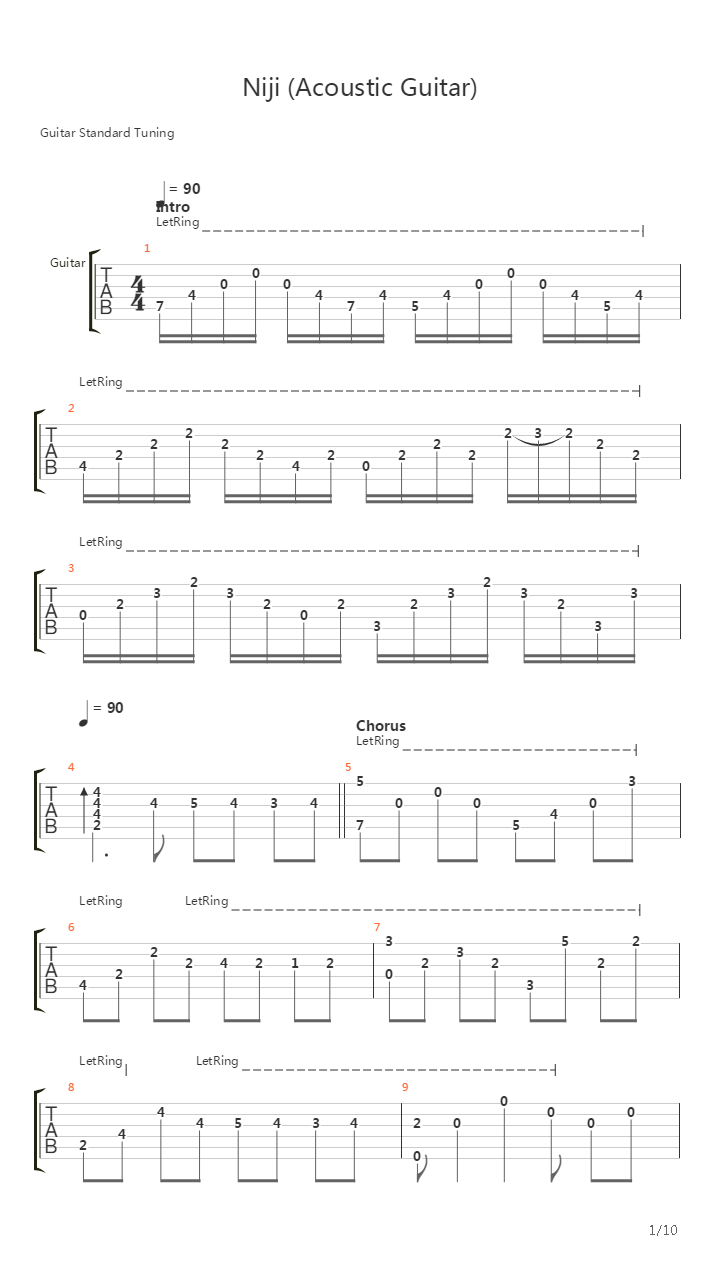 虹(Niji)吉他谱