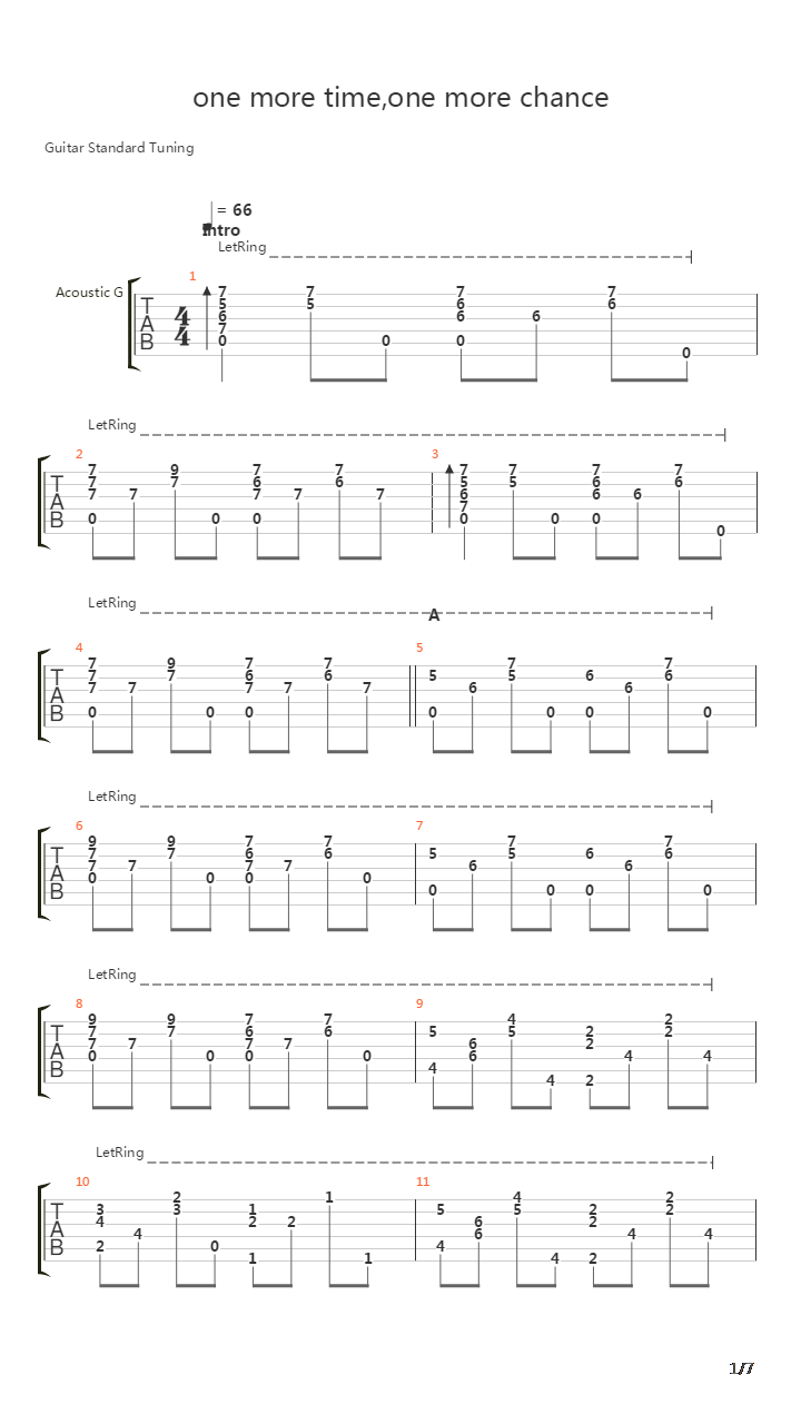秒速五厘米 - One more time, One more chance吉他谱