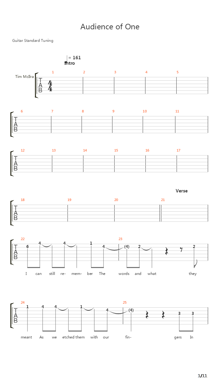 Audience Of One吉他谱