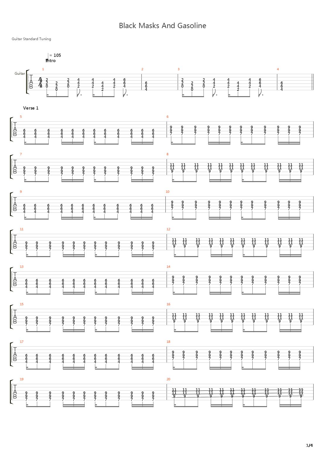 Black Masks And Gasoline吉他谱