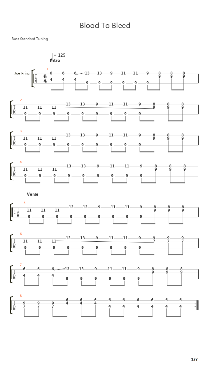 Blood To Bleed吉他谱