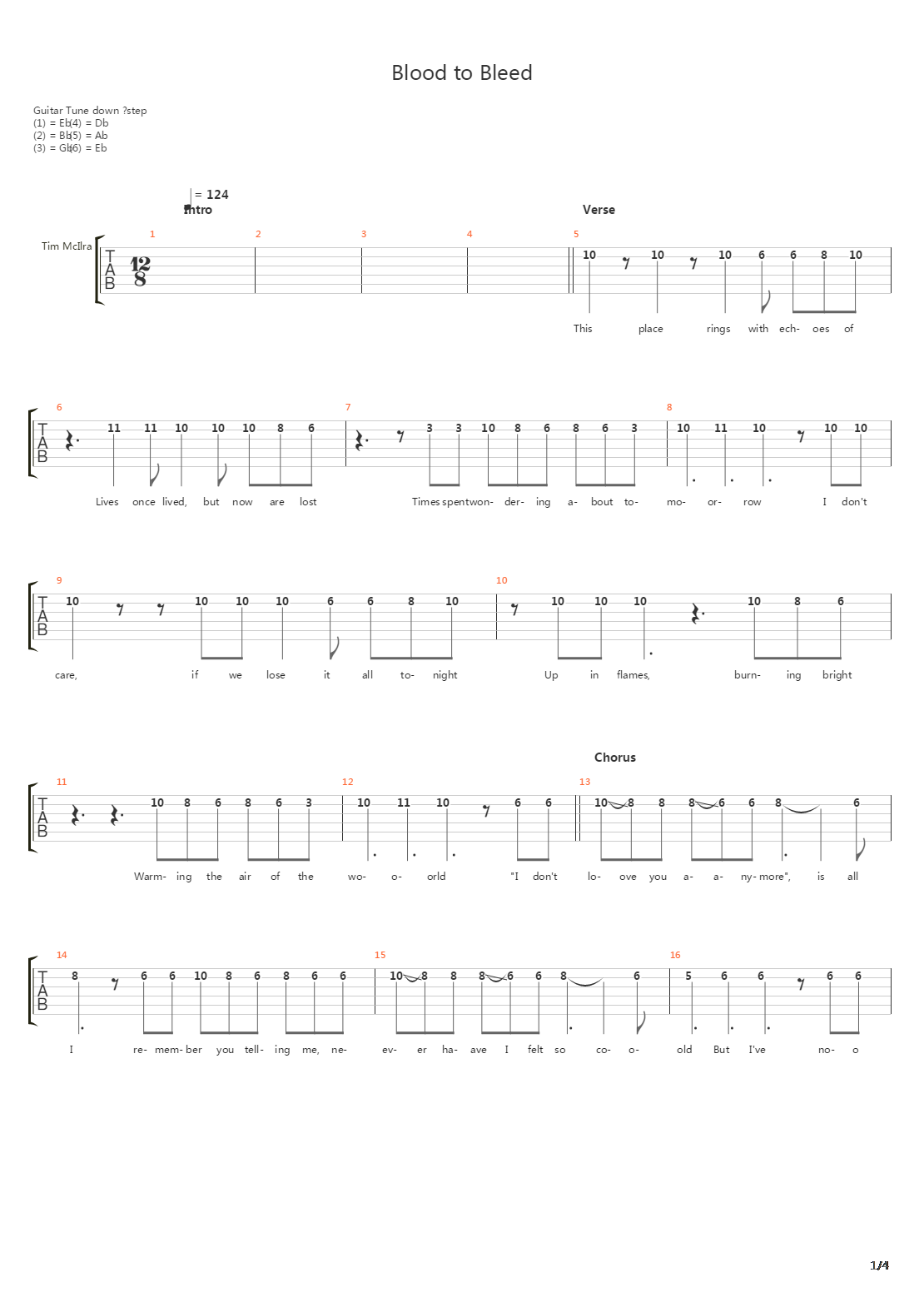Blood To Bleed吉他谱