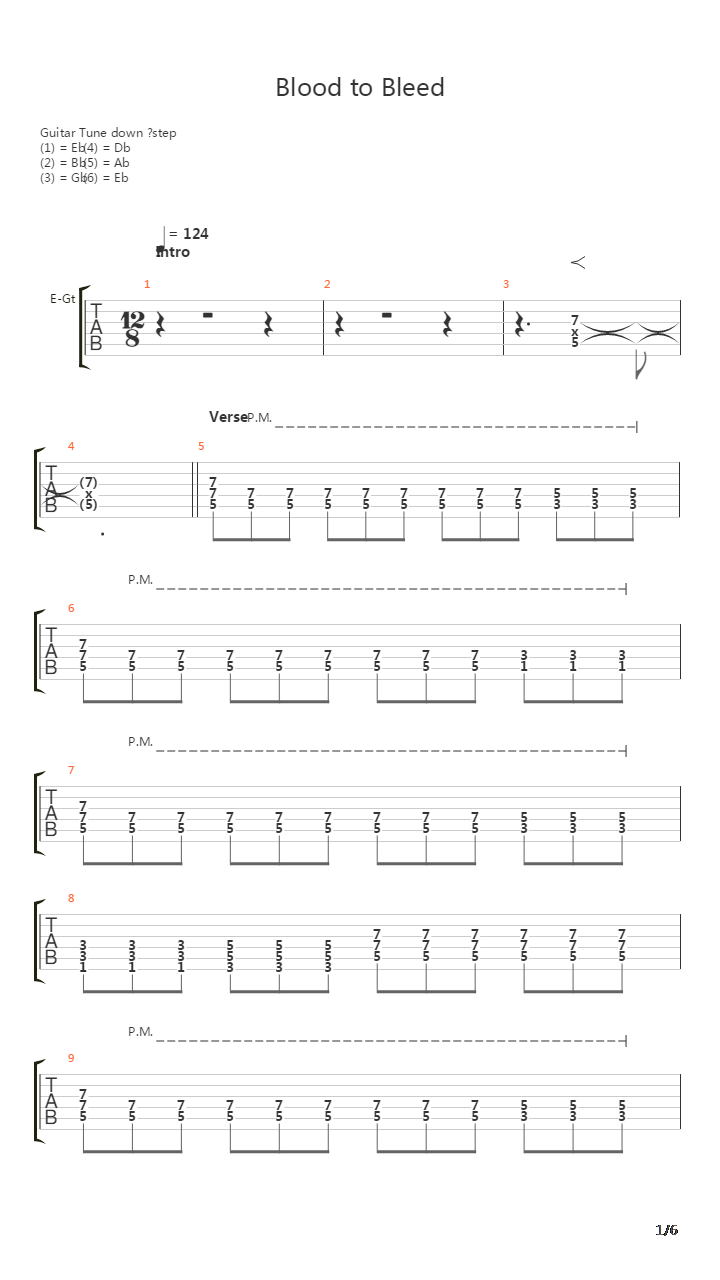Blood To Bleed吉他谱